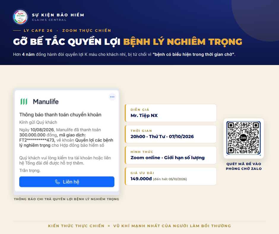 Ly cà phê số 26: Gỡ bế tắc quyền lợi bệnh lý nghiêm trọng hơn 4 năm vì bệnh có biểu hiện trong thời gian chờ